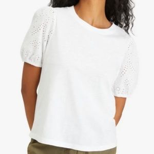 Sanctuary Not So Basic T-Shirt Short Eyelet Sleeve SZ 2X